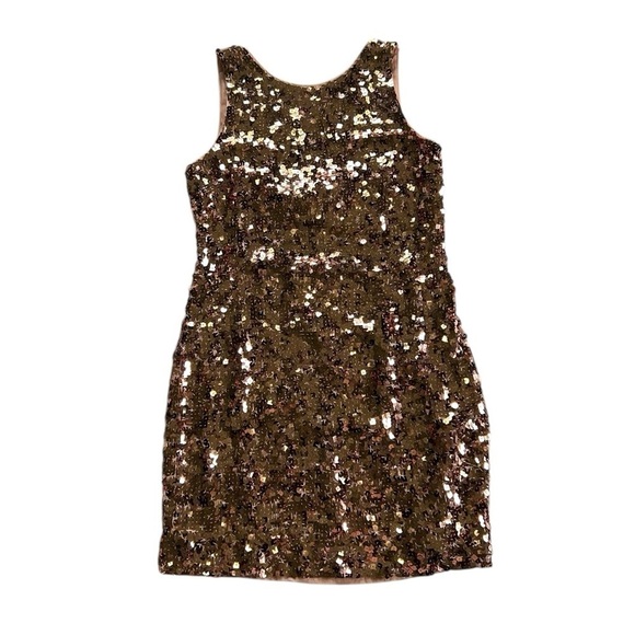Kate Spade Rose Gold Sequin Bow Cutout Back Sleeveless Mini Dress Size 8 - Picture 3 of 16